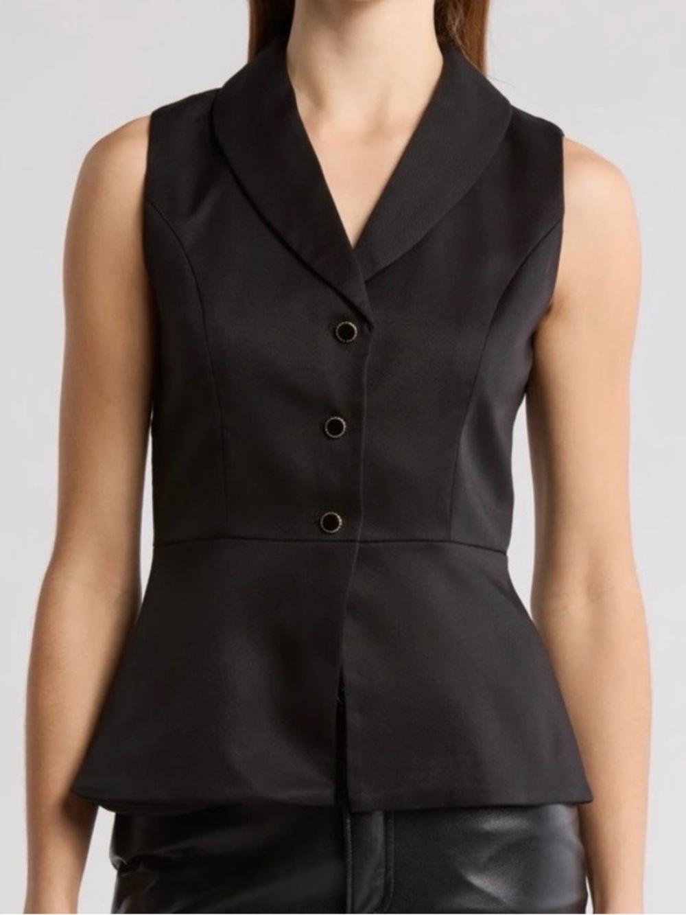 Jason Wu Black Peplum Button Front Vest